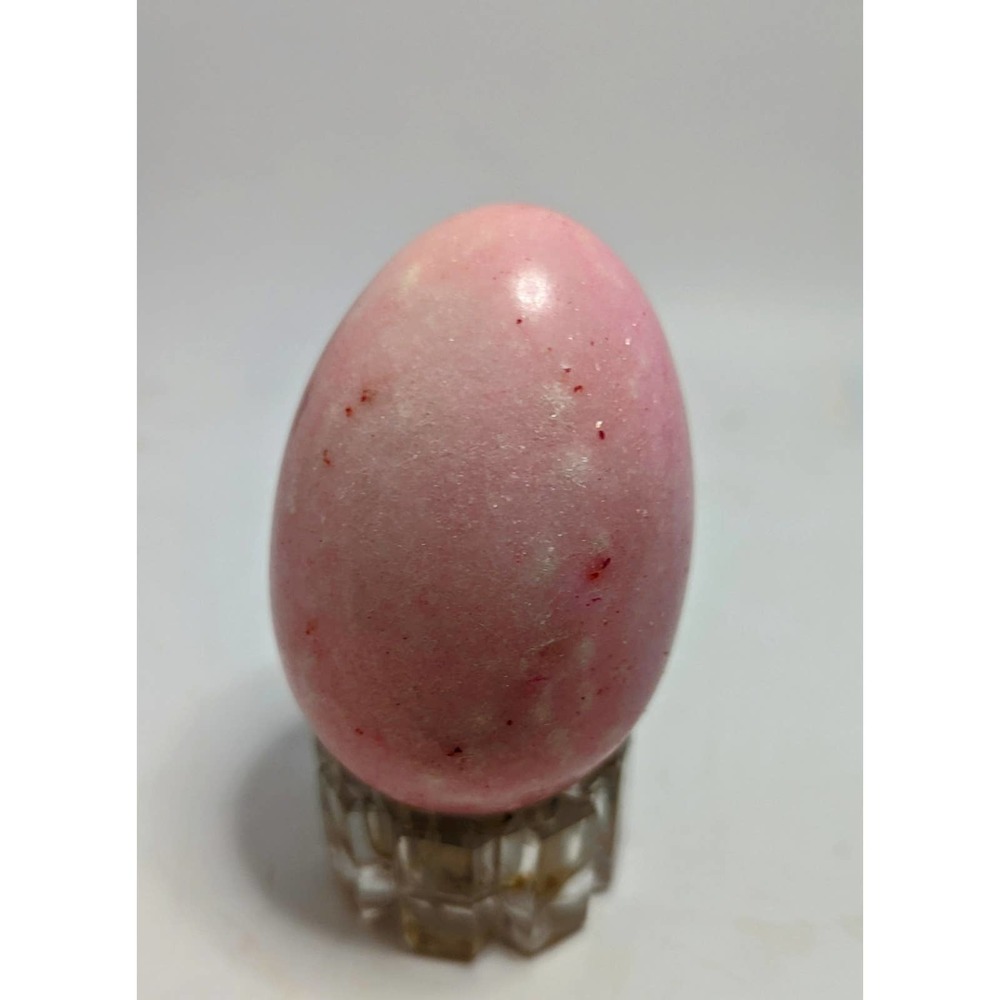 Vintage Pink Polished Alabaster Stone Egg 29g Specimen Decorative Paperweight